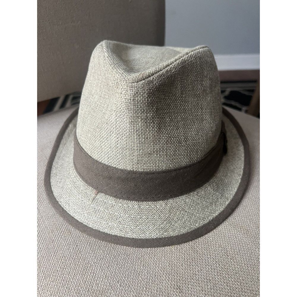 Stetson 150th Anniversary Beige Linen Hat Fedora Size Large Trilby Style EUC!!!!